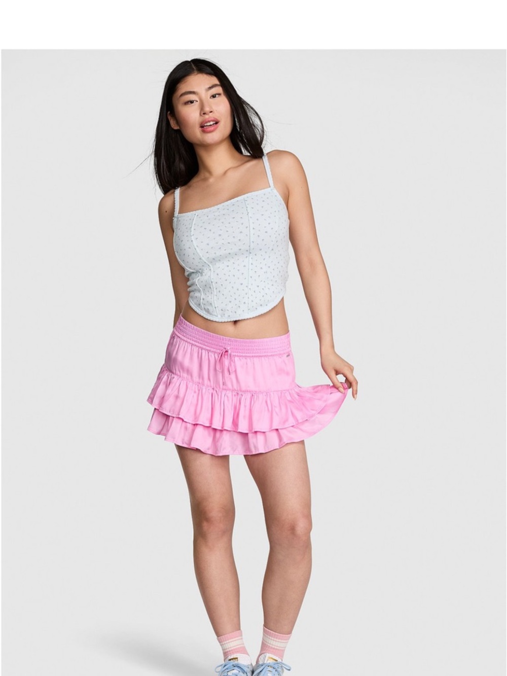 Pink Tiered Ruffle Mini Skirt - Picture 2 of 3